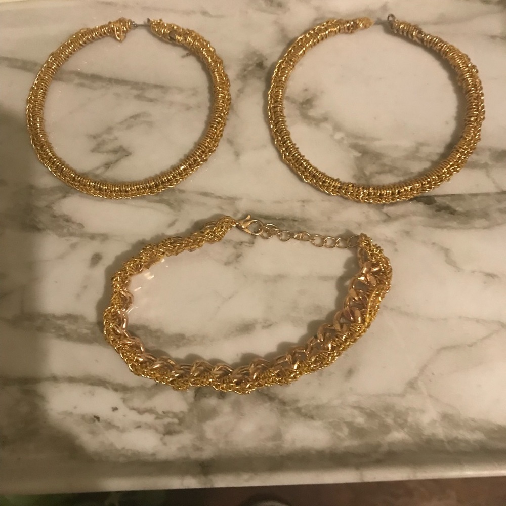 Hand made crochet hoop earring and bracelet Set